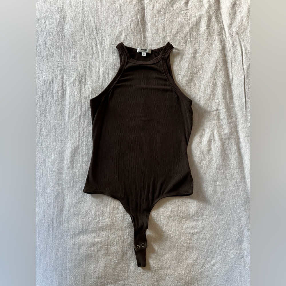Agolde Brown Ribbed Bodysuit